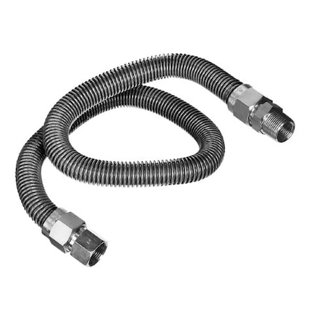 Flextron Gas Line Hose 3/8'' O.D.x36'' Length 3/8" FIPx1/2" MIP Fittings, Stainless Steel Flexible Connector FTGC-SS14-36J